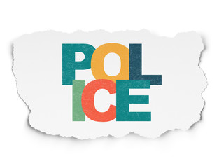 Law concept: Police on Torn Paper background