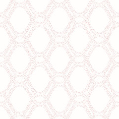 Seamless vector ornament. Modern geometric pattern with pink repeating dotted wavy lines