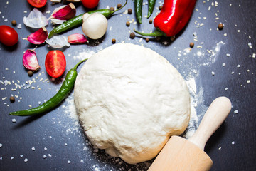 kneading dough for pizza