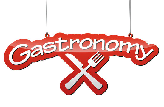red vector background gastronomy with icon