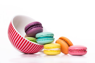 colorful macaroons are inverted in a circle