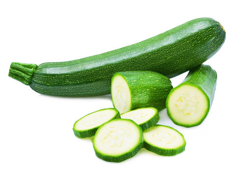 zucchini slice isolated on white background