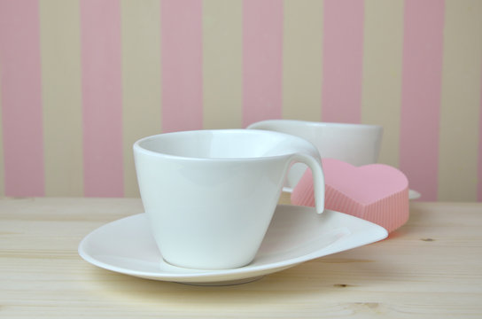 Fine Porcelain Cups on Kitchen Table
