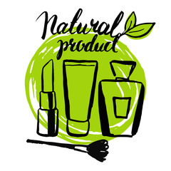 Set brush hand drawn natural eco cosmetics