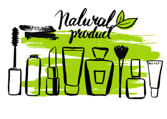 Set brush hand drawn natural eco cosmetics