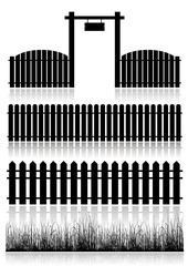 Set Of Fences, Gate And Grass