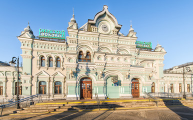 Moscow, Russia - February 28, 2016: the Riga station. One of nine railway stations in Moscow.