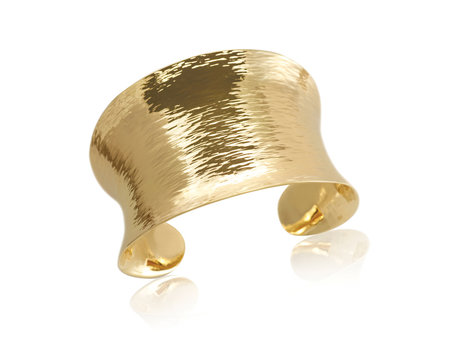 Gold Metal Cuff Bracelet Isolated On White