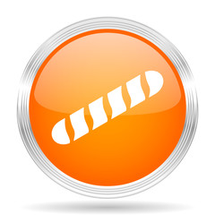 baguette orange silver metallic metallic chrome web circle glossy icon