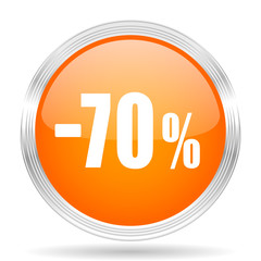 70 percent sale retail orange silver metallic metallic chrome web circle glossy icon