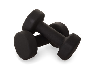 Black dumbbells isolated