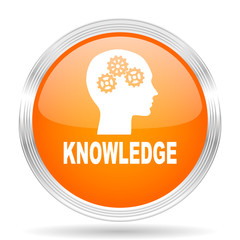 knowledge orange silver metallic metallic chrome web circle glossy icon