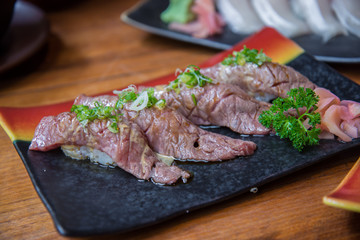 Wagyu beef sushi set