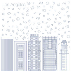 Icons Internet programs and social networking in the city