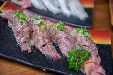 Wagyu beef sushi set