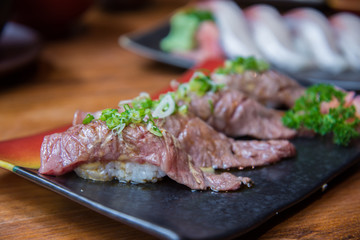 Wagyu beef sushi set