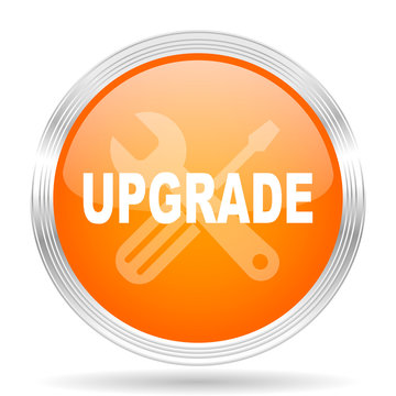 upgrade orange silver metallic metallic chrome web circle glossy icon