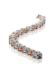 Snaking rose gold diamnd Bracelet isolated on white