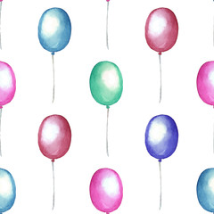 Balloons. Watercolor seamless pattern 3 in vector
