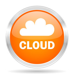 cloud orange silver metallic metallic chrome web circle glossy icon