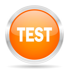 test orange silver metallic metallic chrome web circle glossy icon