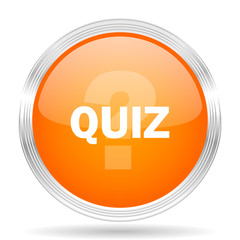 quiz orange silver metallic metallic chrome web circle glossy icon