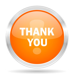 thank you orange silver metallic metallic chrome web circle glossy icon