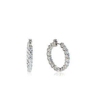 Diamond hoop dangle pave elaborate bridal earrings isolated on white