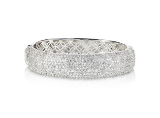 Wide diamond Bangle Bracelet