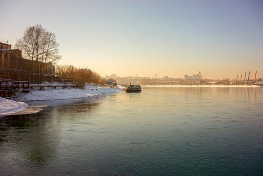 Angara River at Irkutsk city at winter