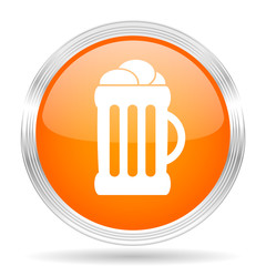 beer orange silver metallic metallic chrome web circle glossy icon