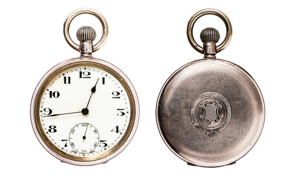 Antique Pocket Watch Isolated on White (Clipping path)