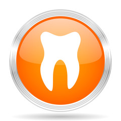 tooth orange silver metallic metallic chrome web circle glossy icon