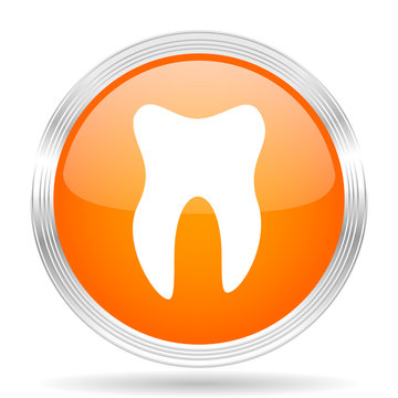 tooth orange silver metallic metallic chrome web circle glossy icon