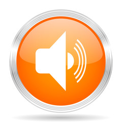 volume orange silver metallic metallic chrome web circle glossy icon