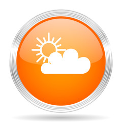 cloud orange silver metallic metallic chrome web circle glossy icon