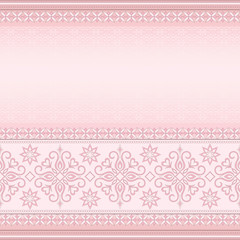 Decorative seamless border on light pink.