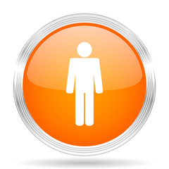 male orange silver metallic metallic chrome web circle glossy icon