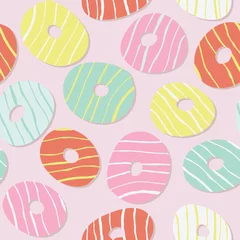 Muurstickers Colorful sweet donut pattern. Icing. Seamless. © Lora Sutyagina