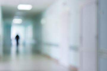 hospital interior corridor blurred background