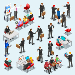 Business Data Set Isometic People Vector