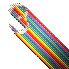 flat digit 3 with long shadow is made of pencils