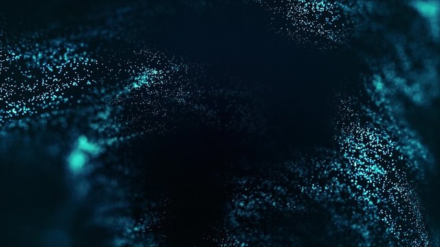 Dark blue abstract particles, defocused bokeh seamless loop