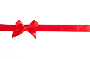 Red ribbon for a gift on a white background