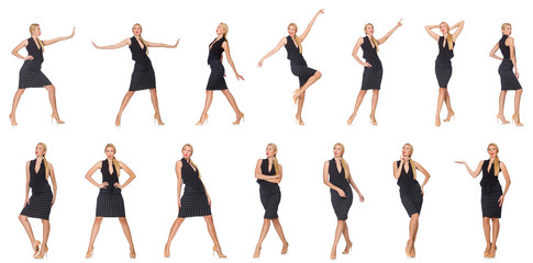 Composite photo of woman in various poses