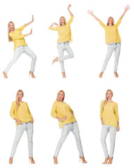 Composite photo of woman in various poses