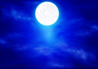 full moon in the blue sky