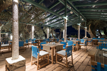 Terrace of restaurant night scene