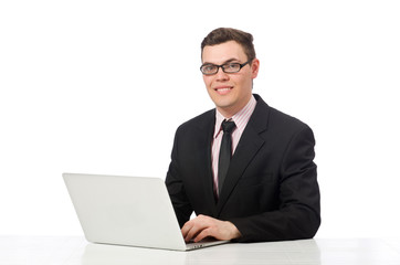 Young businessman isolated on the white