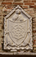 Venice "formella" with shield, angel and dragons